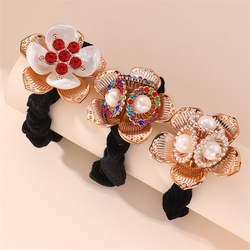 Women's IG Style Lady Korean Style Star Flower Butterfly Cloth Inlay Artificial Pearls Rhinestones Hair Tie display picture 13