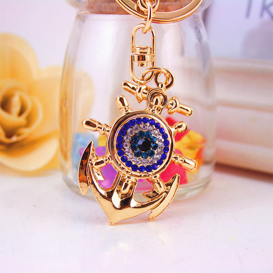 Simple Style Anchor Zinc Alloy Plating Inlay Rhinestones Women's Bag Pendant Keychain display picture 2