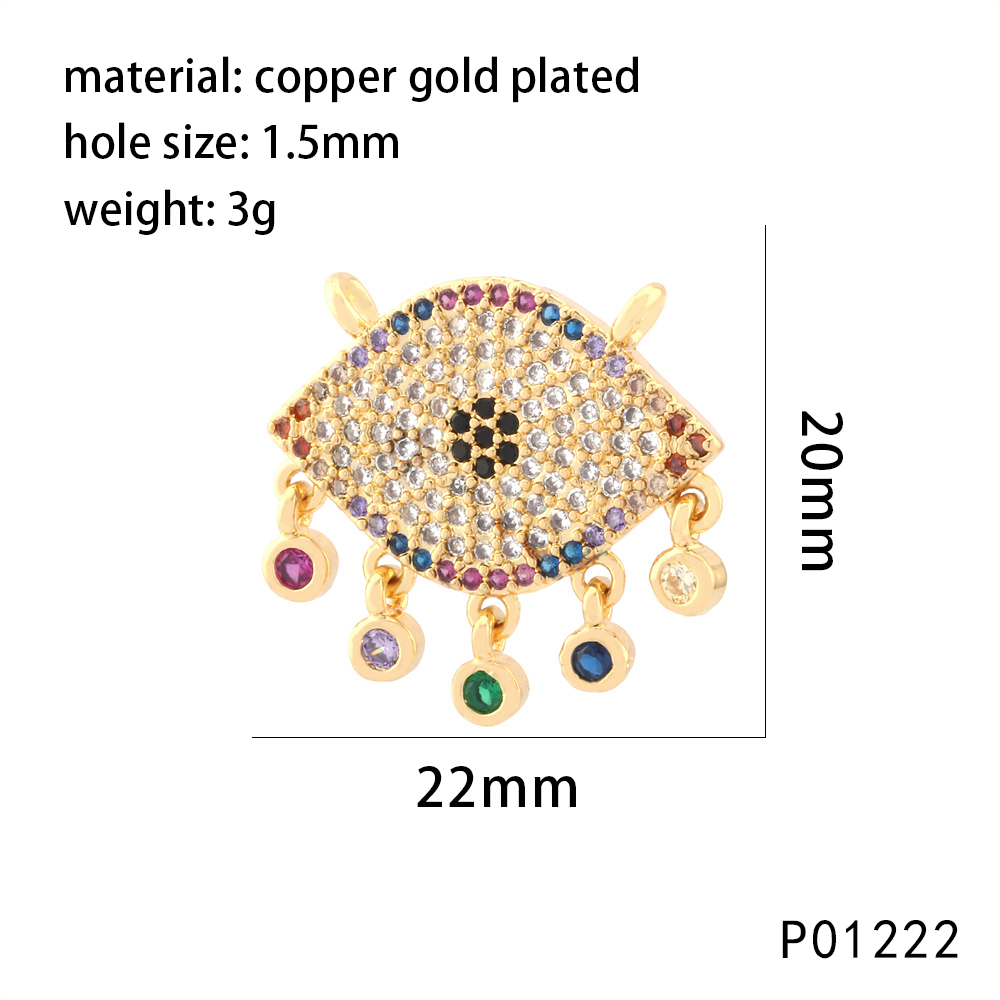 1 Stück Kupfer Zirkon 18 Karat Vergoldet Wolken Tier Teufels Auge Anhänger Kette display picture 11