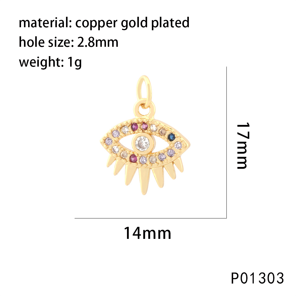 1 Piece Copper Zircon 18K Gold Plated Clouds Animal Devil's Eye Pendant Chain display picture 9