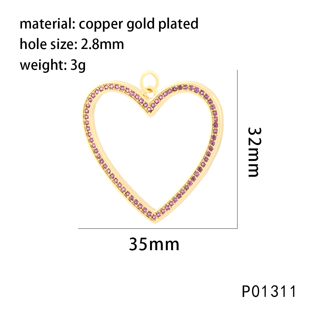1 Piece Copper Zircon 18K Gold Plated Moon Heart Shape Pendant Chain display picture 3