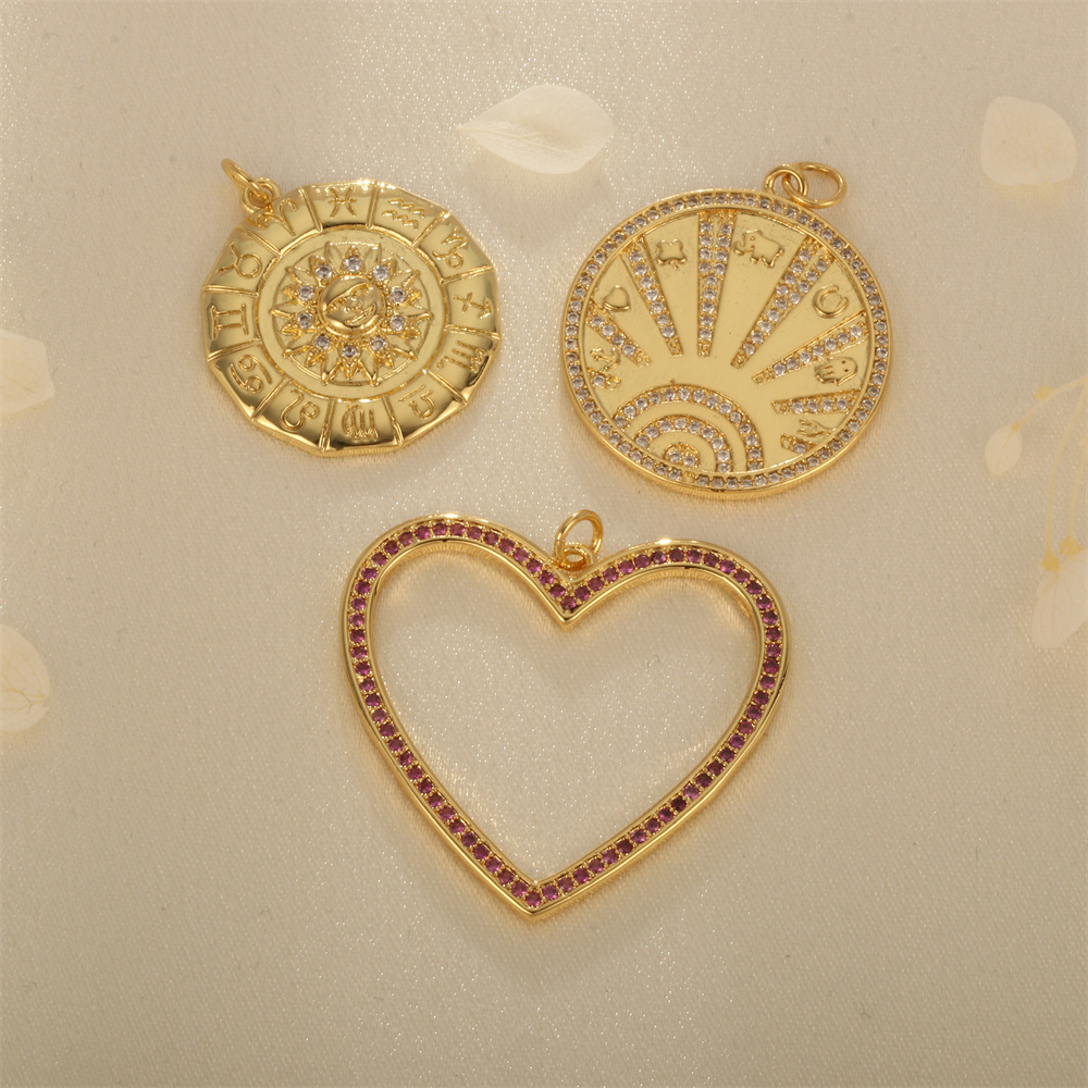 1 Pieza Cobre Circón Chapados en oro de 18k Luna Forma De Corazón Colgante Cadena display picture 8