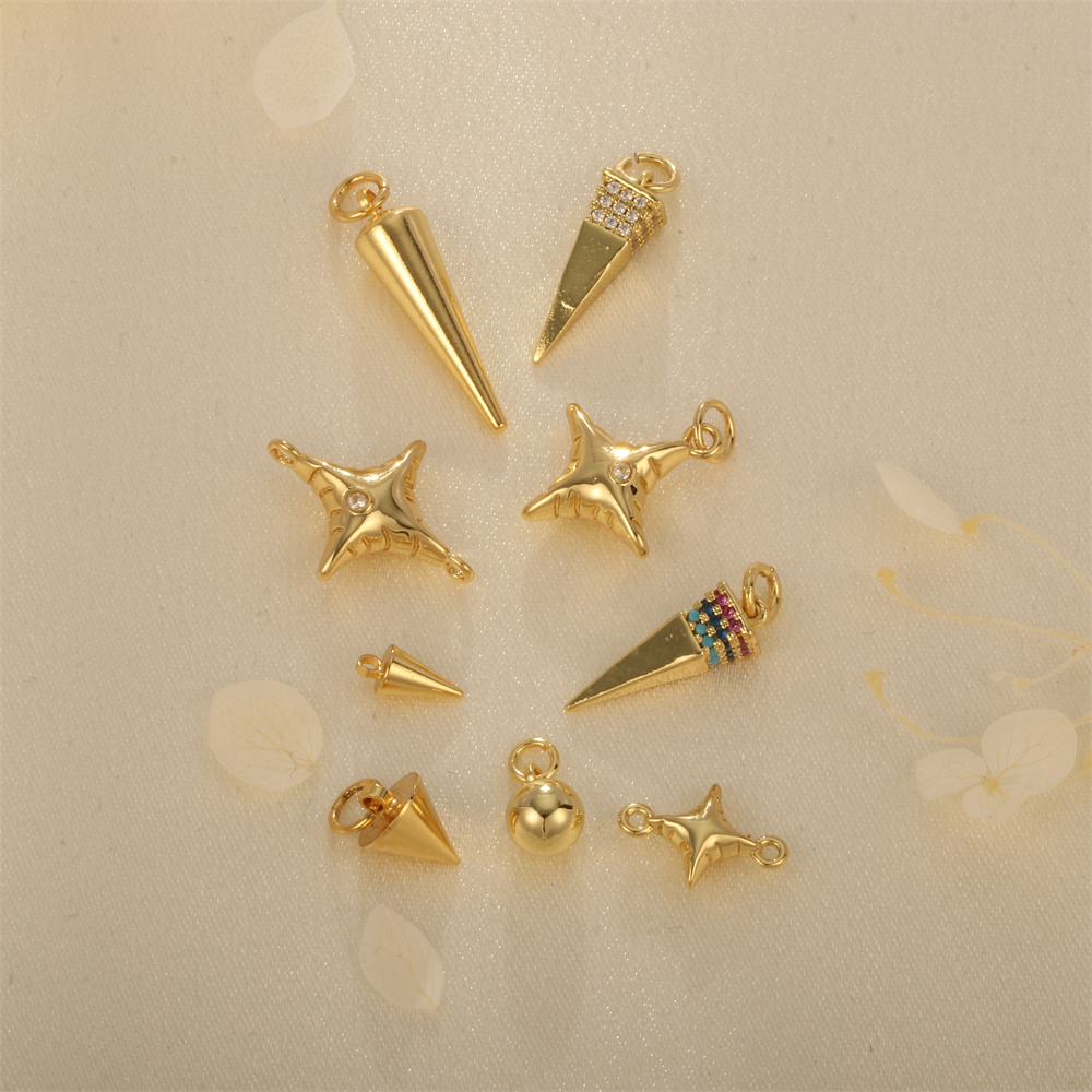 1 Piece 20*5mm Copper Zircon 18K Gold Plated Ice Cream Geometric Pendant Chain display picture 8