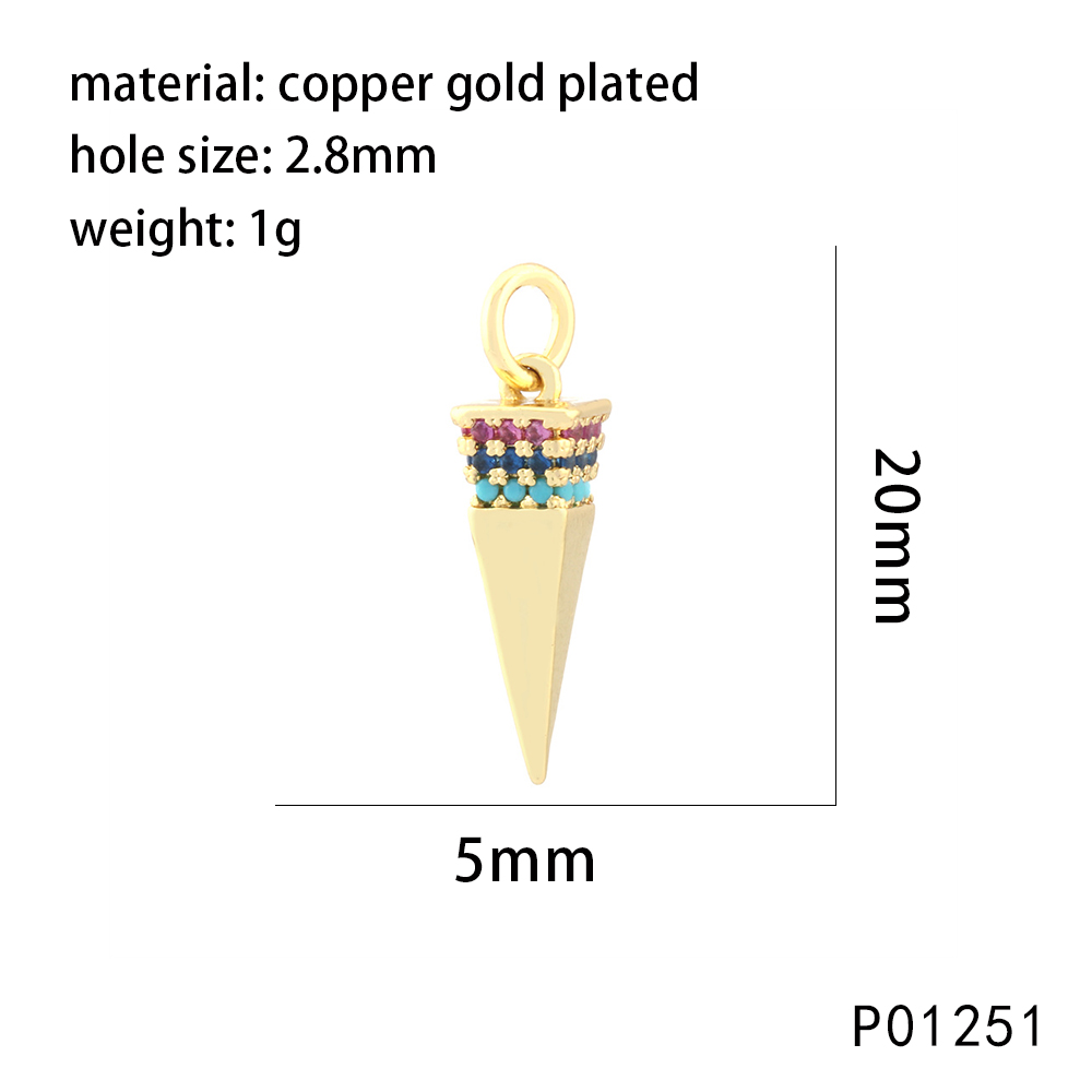 1 Piece 20*5mm Copper Zircon 18K Gold Plated Ice Cream Geometric Pendant Chain display picture 3