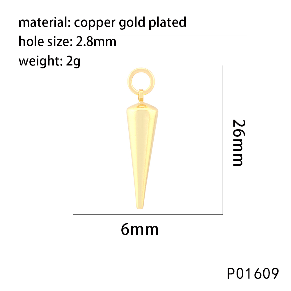1 Piece 20*5mm Copper Zircon 18K Gold Plated Ice Cream Geometric Pendant Chain display picture 1