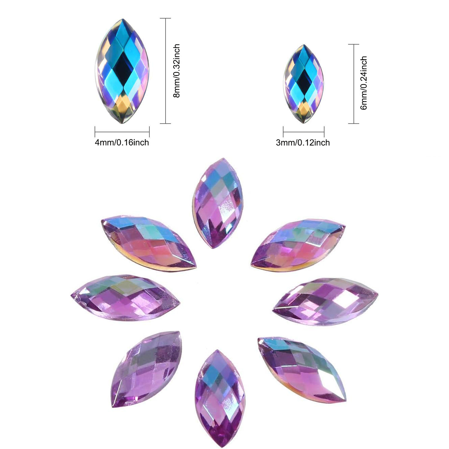 1000 Pieces Per Pack 2000 Pieces Per Pack 500 Pieces Per Pack 3*6mm 4*8mm Arylic Rhinestone Geometric DIY Ornament Accessories display picture 2