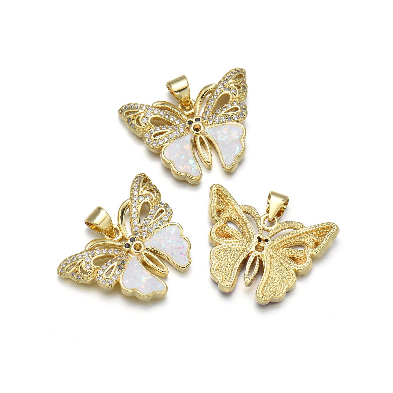 1 Piece 18 * 24mm 28*18mm Copper Zircon 18K Gold Plated Butterfly Polished Pendant display picture 4