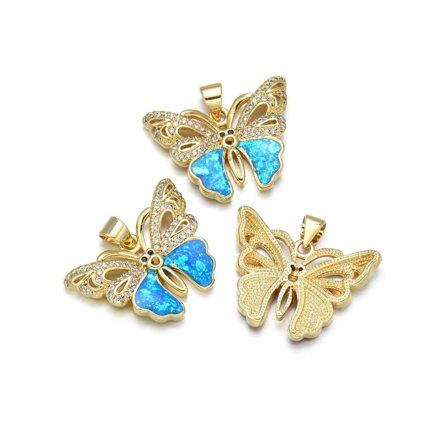 1 Piece 18 * 24mm 28*18mm Copper Zircon 18K Gold Plated Butterfly Polished Pendant display picture 3