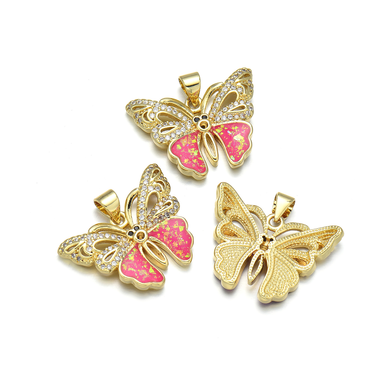 1 Piece 18 * 24mm 28*18mm Copper Zircon 18K Gold Plated Butterfly Polished Pendant display picture 8