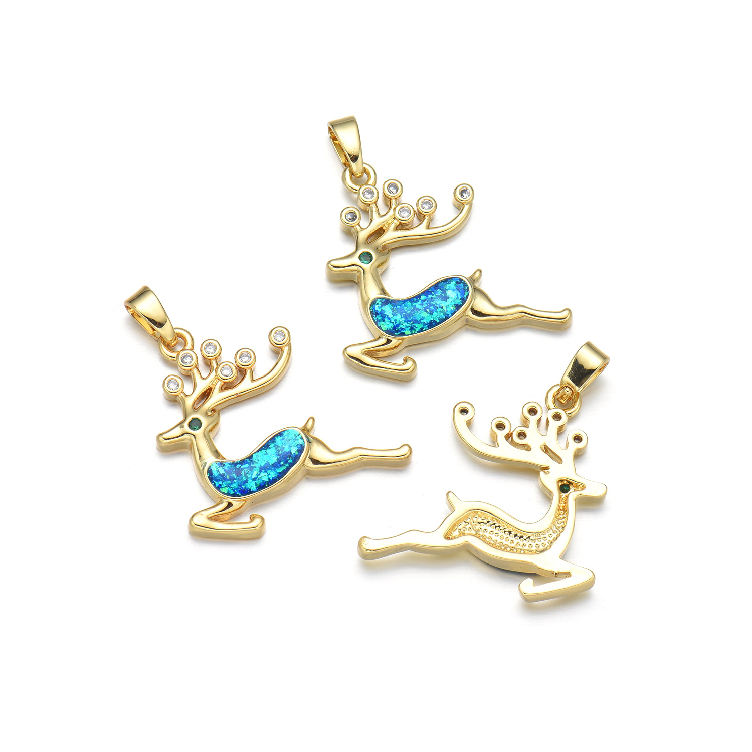 1 Piece 21*22mm Copper Zircon 18K Gold Plated Elk Polished Pendant display picture 3