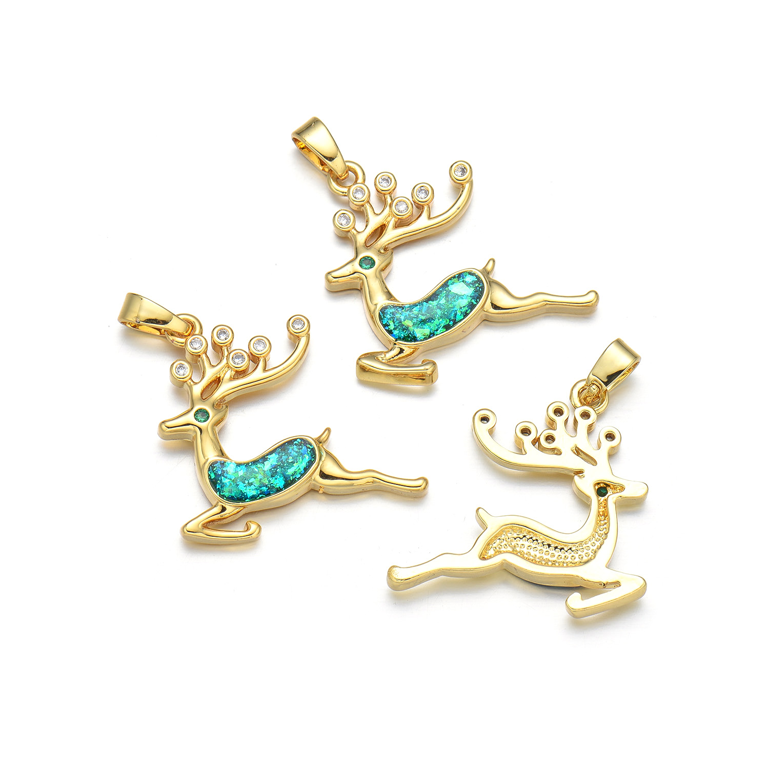 1 Piece 21*22mm Copper Zircon 18K Gold Plated Elk Polished Pendant display picture 4