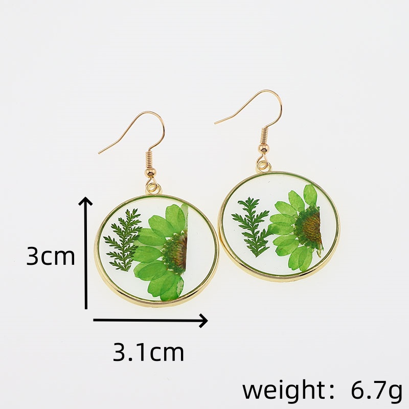 1 Pair Casual Pastoral Simple Style Color Block Alloy Dried Flower Drop Earrings display picture 3