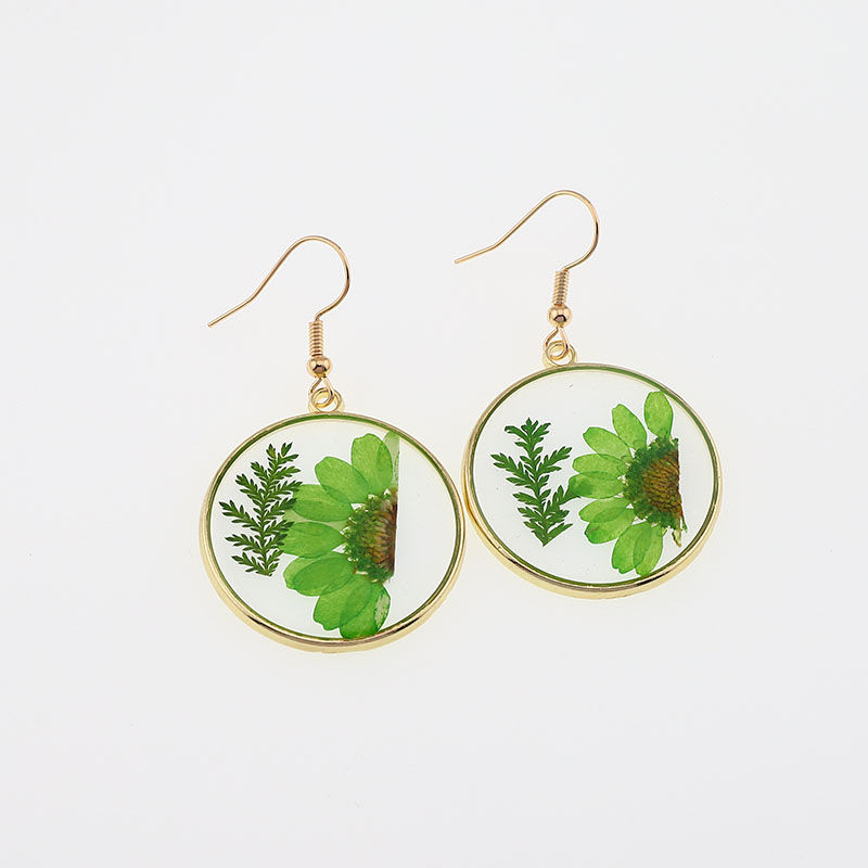 1 Pair Casual Pastoral Simple Style Color Block Alloy Dried Flower Drop Earrings display picture 1