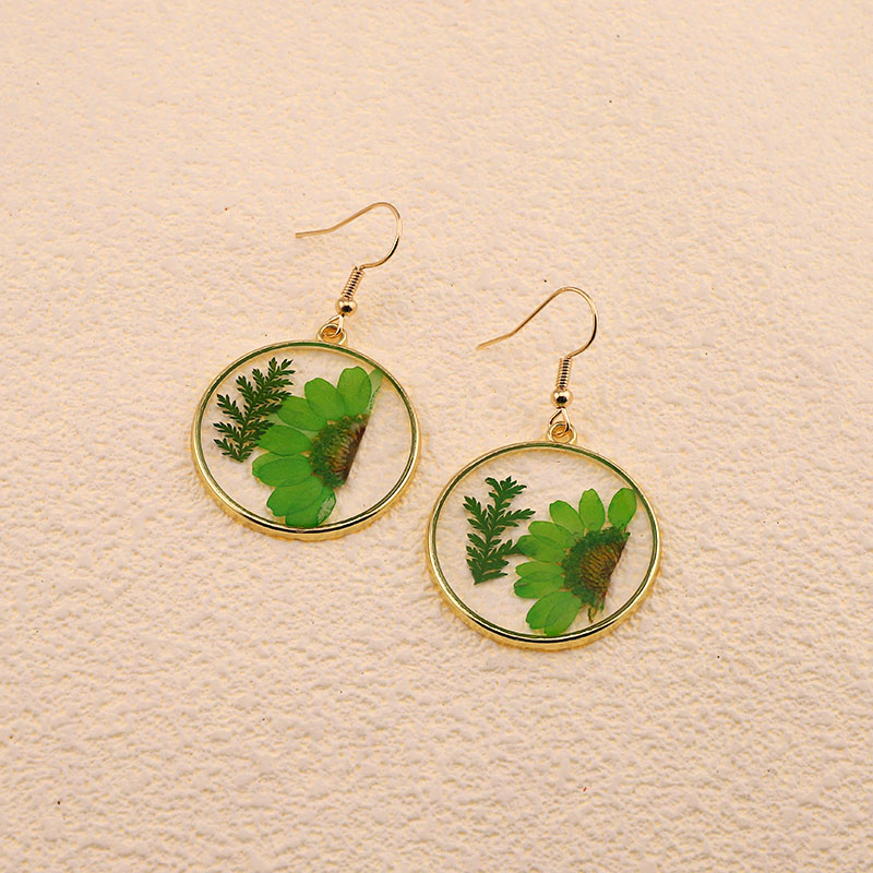 1 Pair Casual Pastoral Simple Style Color Block Alloy Dried Flower Drop Earrings display picture 4