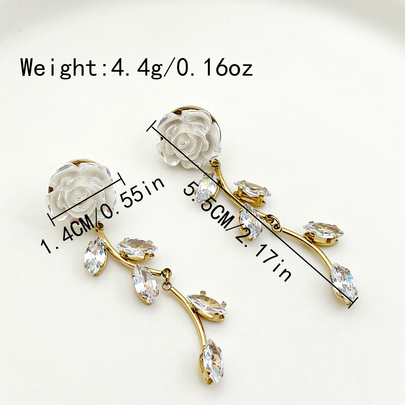 1 Pair Lady Sweet Korean Style Star Heart Shape Flower Tassel Inlay 304 Stainless Steel Artificial Pearls Rhinestones 14K Gold Plated Drop Earrings display picture 9