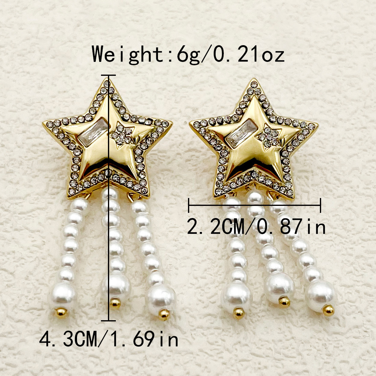 1 Pair Lady Sweet Korean Style Star Heart Shape Flower Tassel Inlay 304 Stainless Steel Artificial Pearls Rhinestones 14K Gold Plated Drop Earrings display picture 6