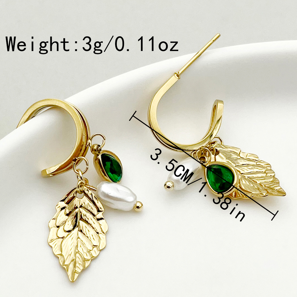 1 Pair Elegant Simple Style Classic Style Leaves Plating Hollow Out Inlay 304 Stainless Steel Natural Stone Pearl 14K Gold Plated Drop Earrings display picture 4