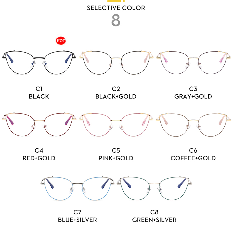 British Style Solid Color Ac Cat Eye Full Frame Optical Glasses display picture 4