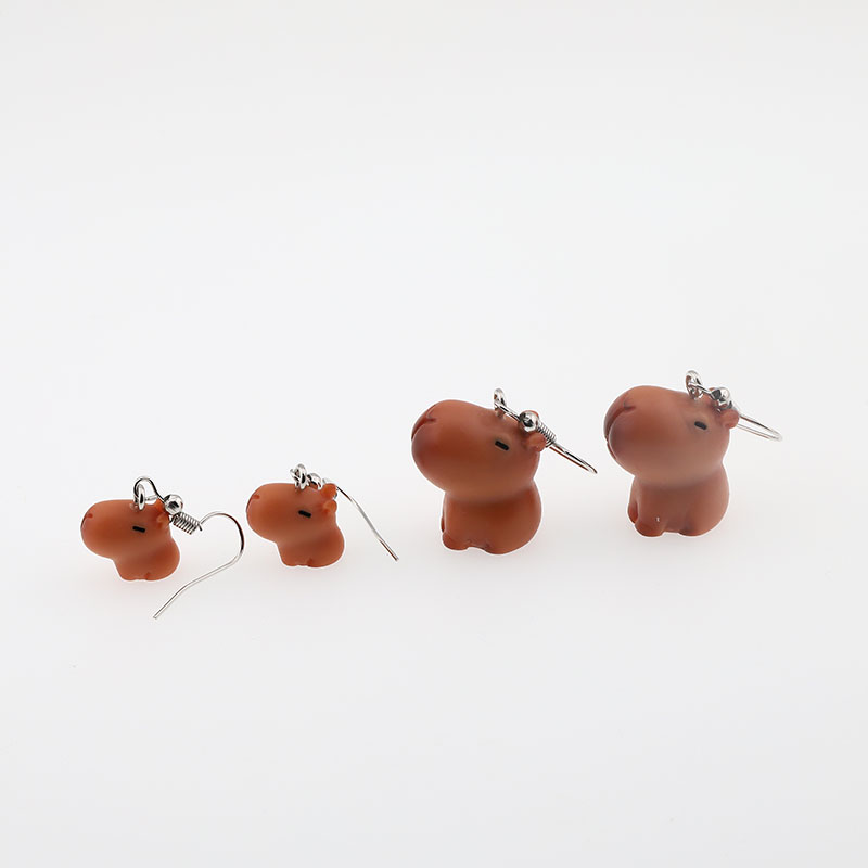 1 Pair Casual Cute Simple Style Capybara Alloy Resin Drop Earrings display picture 5