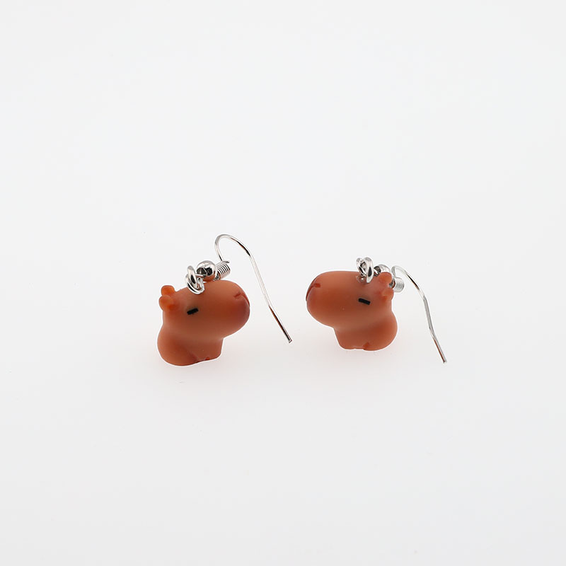 1 Pair Casual Cute Simple Style Capybara Alloy Resin Drop Earrings display picture 1