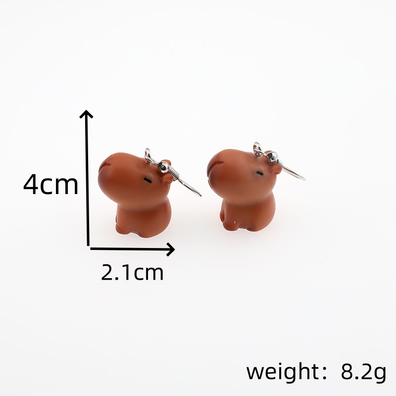 1 Pair Casual Cute Simple Style Capybara Alloy Resin Drop Earrings display picture 3
