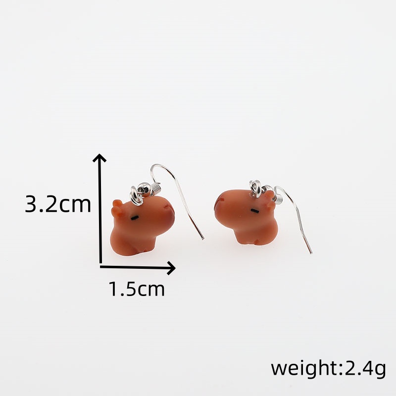 1 Pair Casual Cute Simple Style Capybara Alloy Resin Drop Earrings display picture 4