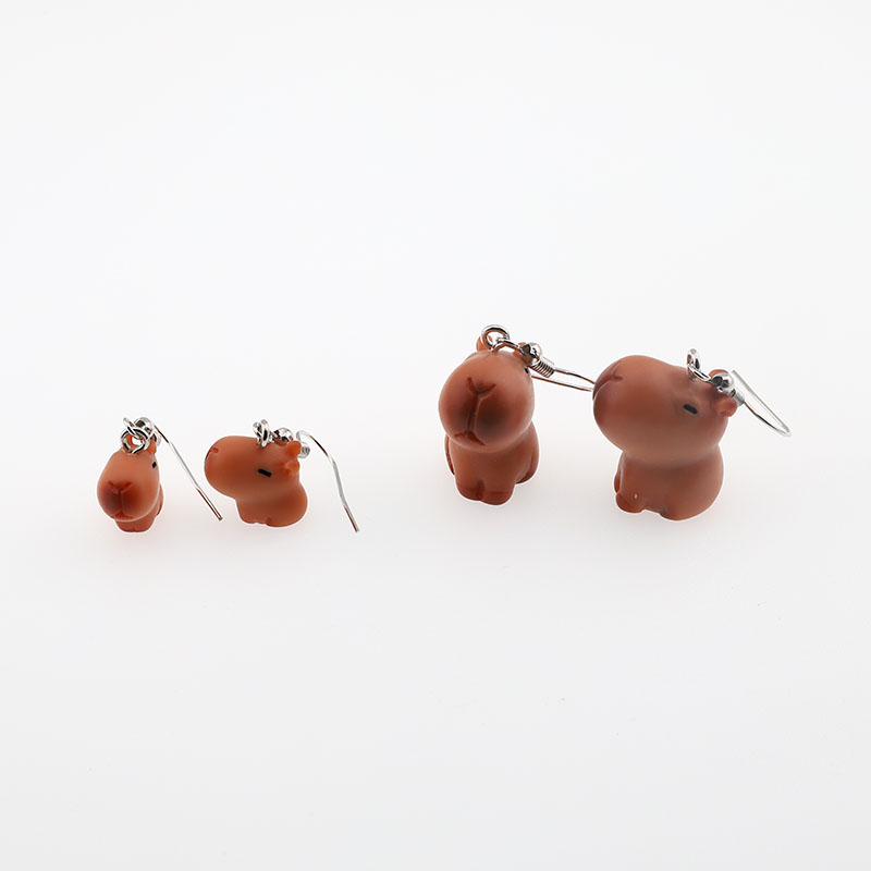 1 Pair Casual Cute Simple Style Capybara Alloy Resin Drop Earrings display picture 6