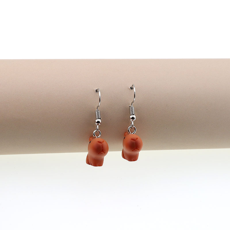 1 Pair Casual Cute Simple Style Capybara Alloy Resin Drop Earrings display picture 7