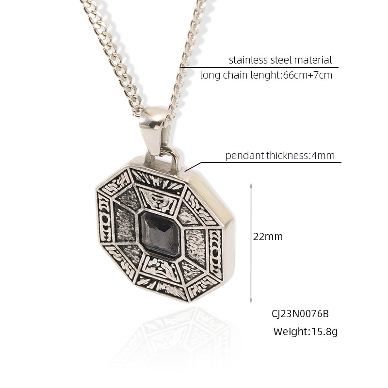 304 Stainless Steel Titanium Steel Casual Simple Style Classic Style Human Geometric Pendant Necklace display picture 5