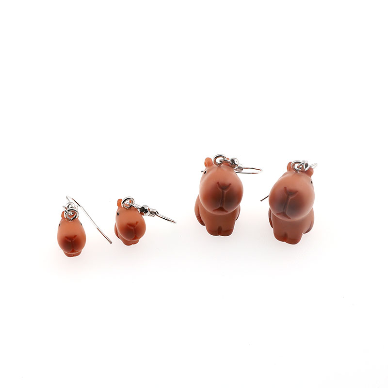 1 Pair Casual Cute Simple Style Capybara Alloy Resin Drop Earrings display picture 8