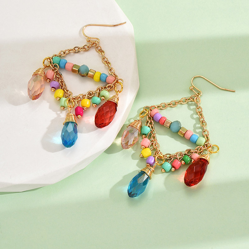 1 Pair IG Style Casual Geometric Irregular Beaded Alloy Drop Earrings display picture 3