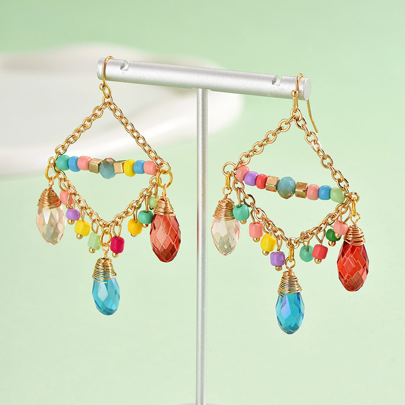 1 Pair IG Style Casual Geometric Irregular Beaded Alloy Drop Earrings display picture 4
