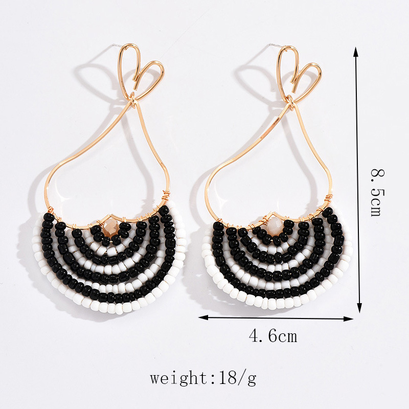 1 Pair Casual Simple Style Geometric Heart Shape Beaded Alloy Drop Earrings display picture 2