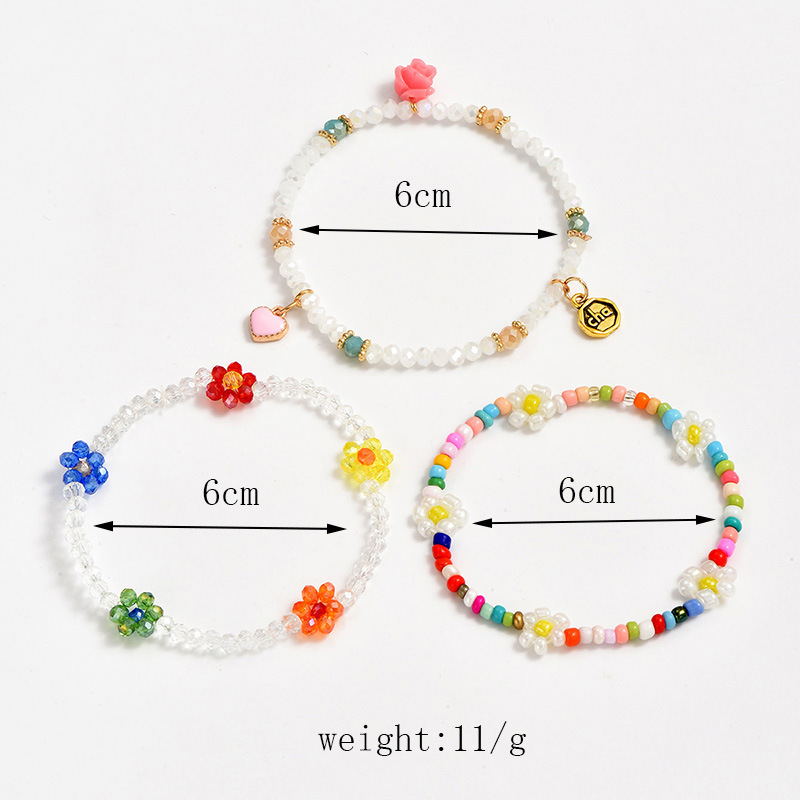 IG Style Sweet Heart Shape Flower Artificial Crystal Seed Bead Beaded Plating Women's Bracelets display picture 2