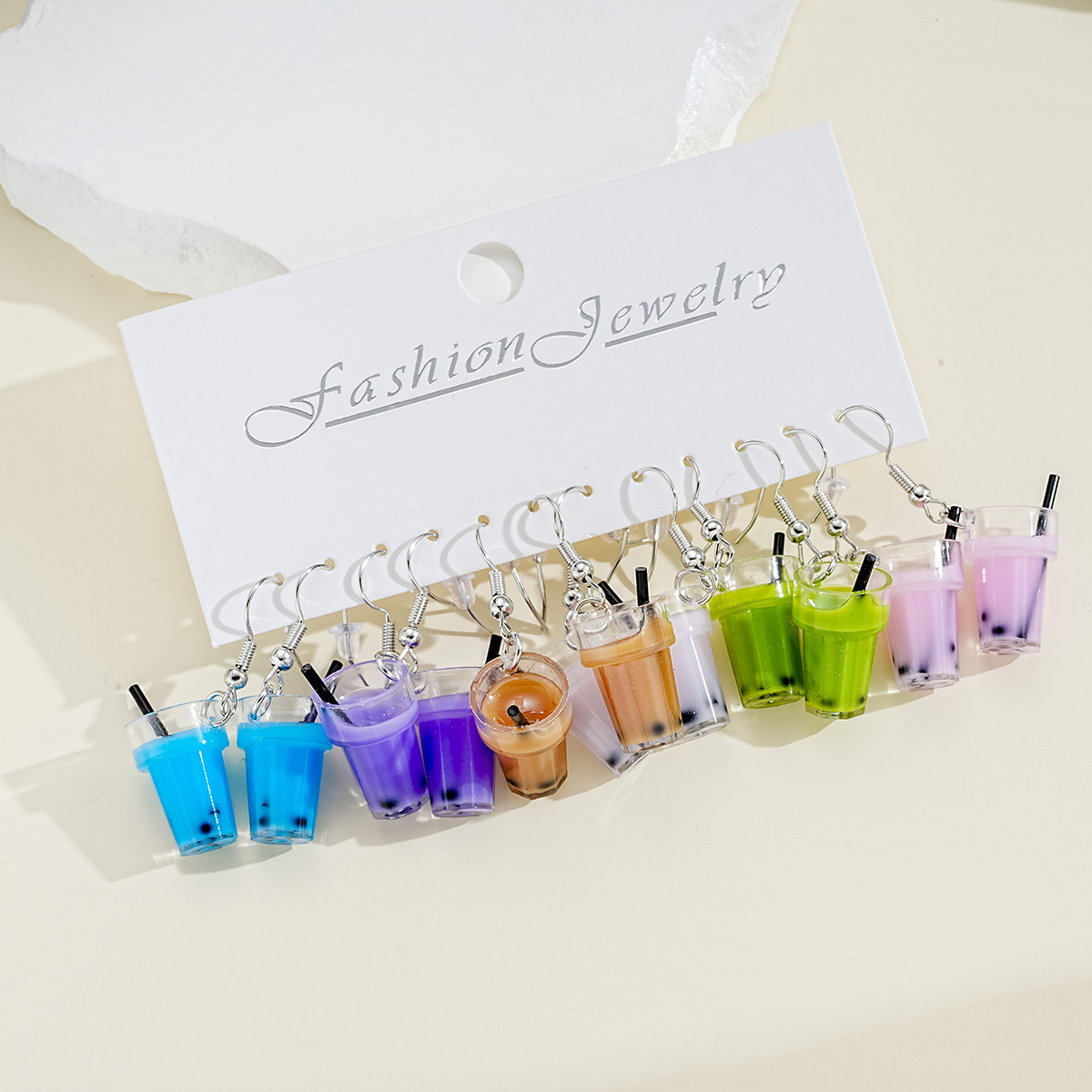 6 Pieces Cartoon Style Cute Color Block Resin Drop Earrings display picture 2