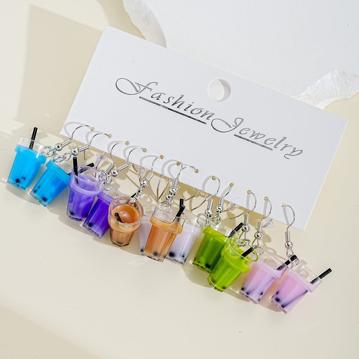 6 Pieces Cartoon Style Cute Color Block Resin Drop Earrings display picture 4