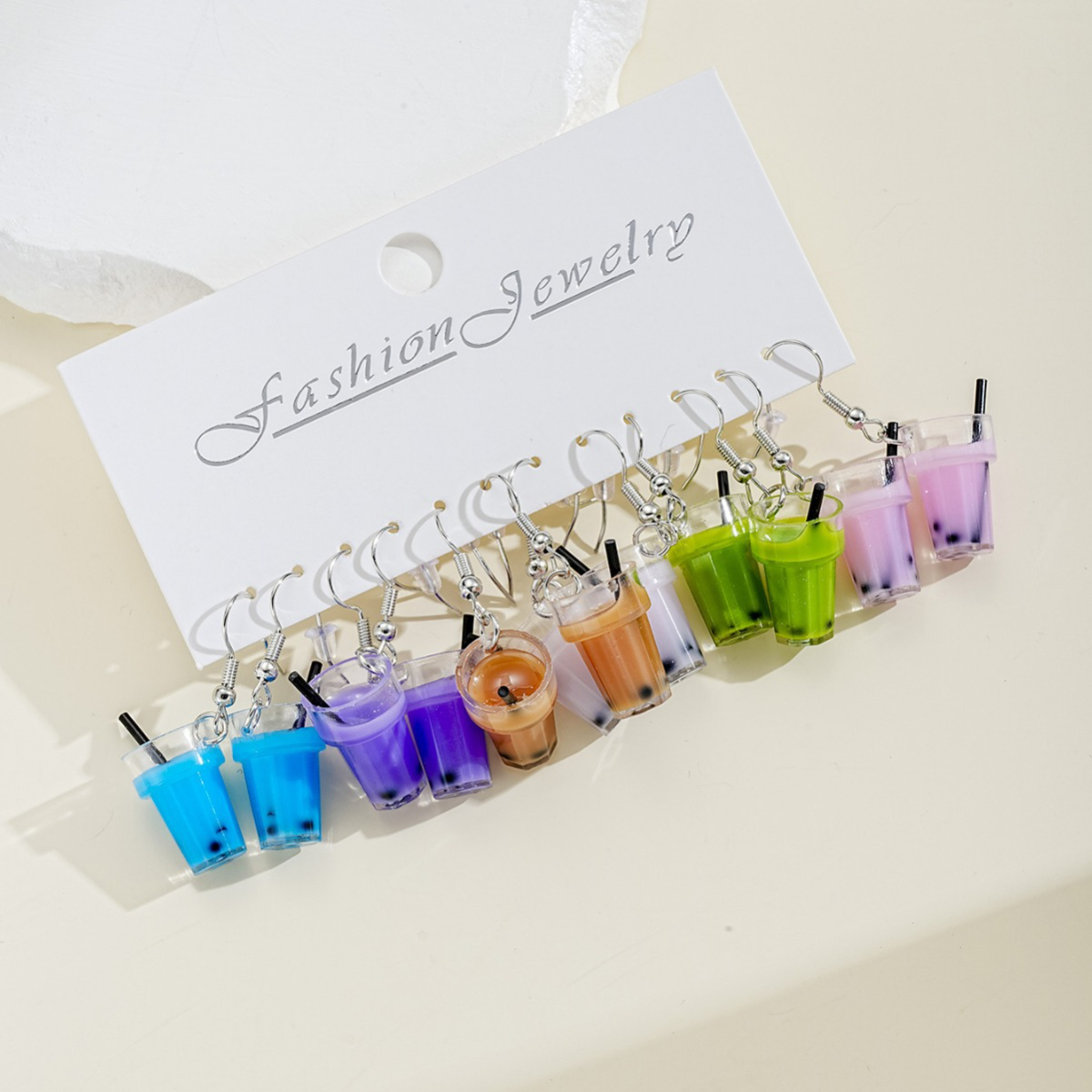 6 Pieces Cartoon Style Cute Color Block Resin Drop Earrings display picture 5
