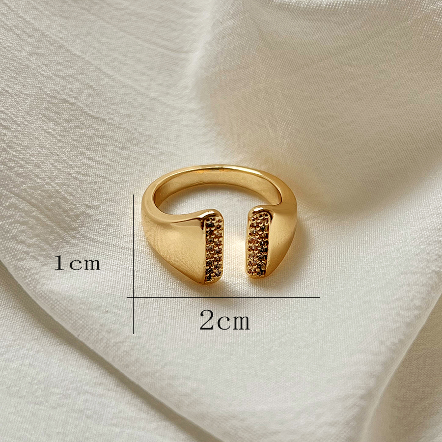 Copper 18K Gold Plated Simple Style Classic Style Plating Inlay Solid Color Zircon Open Rings display picture 6