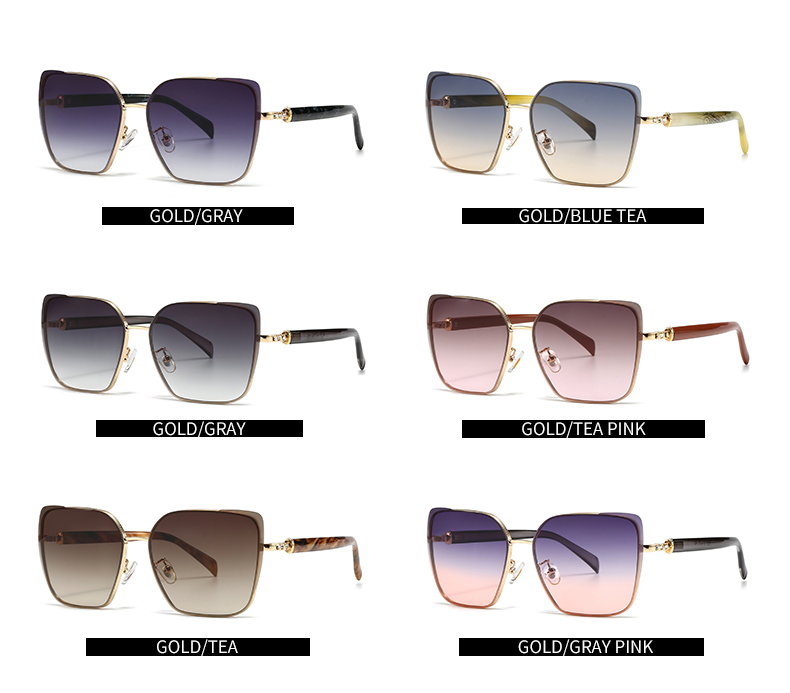 Modern Style Color Block Pc Square Patchwork Full Frame Women's Sunglasses display picture 5