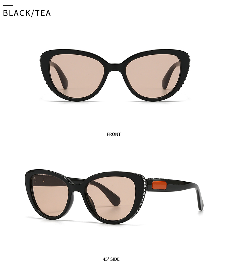 Modern Style Color Block Pc Cat Eye Inlay Full Frame Women's Sunglasses display picture 14