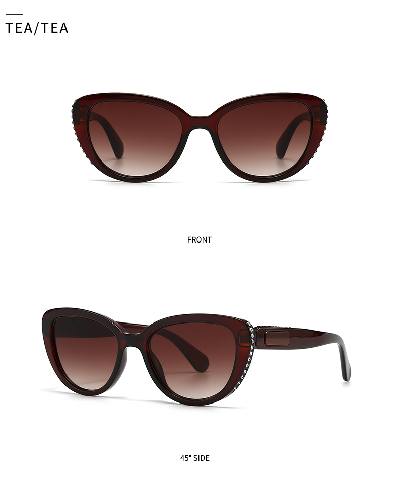 Modern Style Color Block Pc Cat Eye Inlay Full Frame Women's Sunglasses display picture 16