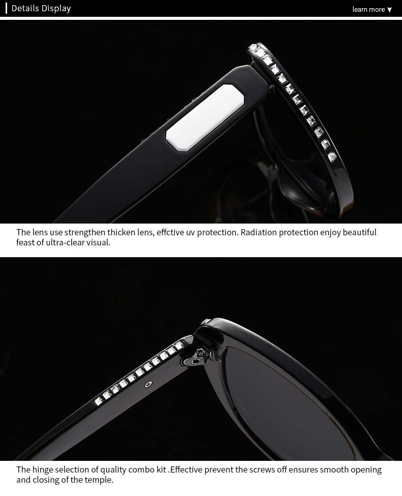 Moderner Stil Farbblock Pc Katzenauge Inlay Vollbild Sonnenbrille Der Frauen display picture 19