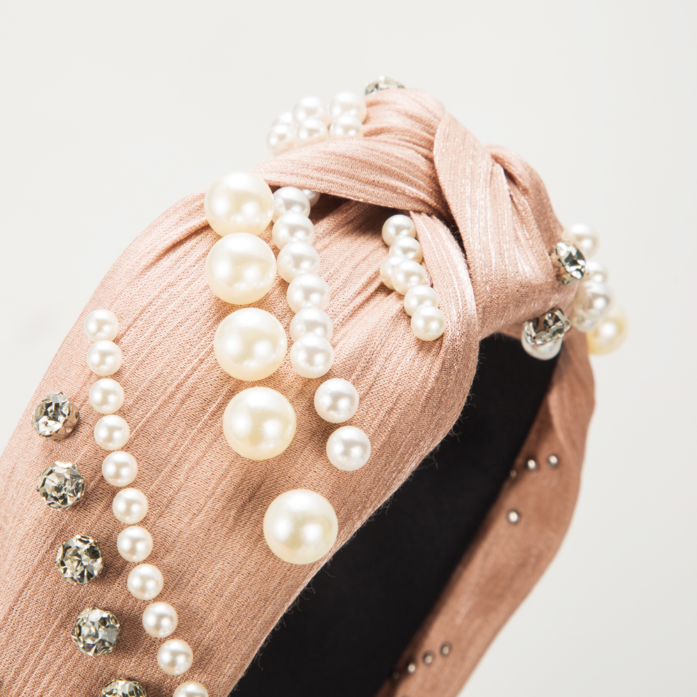 Women's Casual Vacation Classic Style Round Alloy Cloth Plating Inlay Rhinestones Pearl Hair Band display picture 3