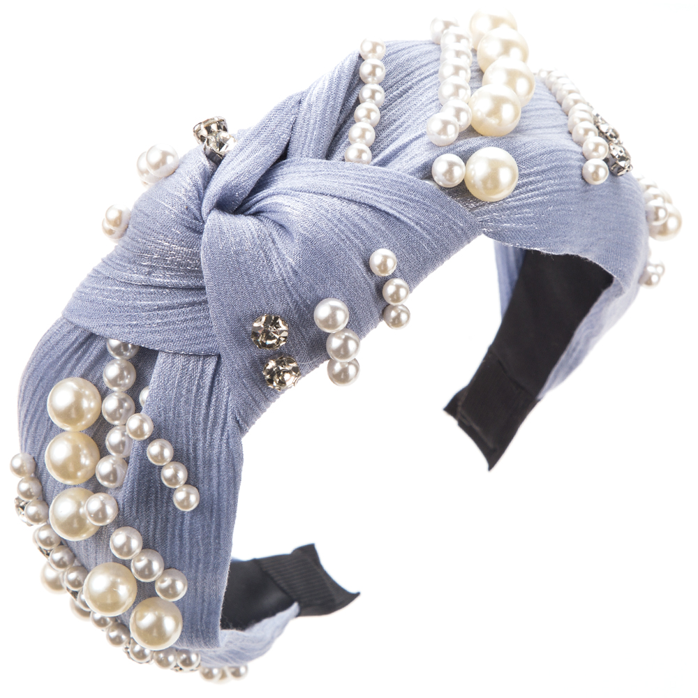 Women's Casual Vacation Classic Style Round Alloy Cloth Plating Inlay Rhinestones Pearl Hair Band display picture 7