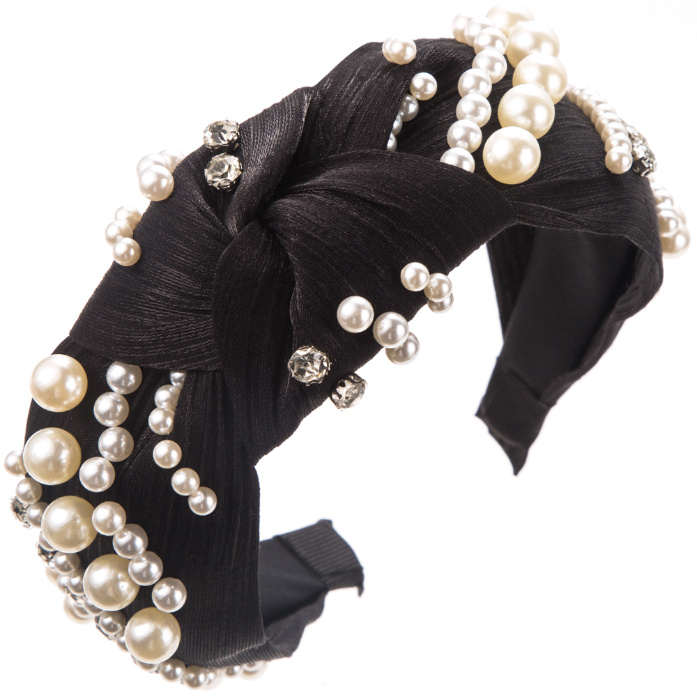 Women's Casual Vacation Classic Style Round Alloy Cloth Plating Inlay Rhinestones Pearl Hair Band display picture 5