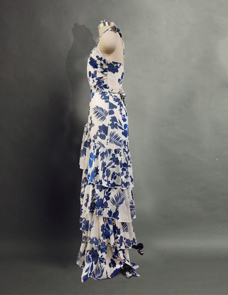 Women's Sheath Dress Elegant Halter Neck Printing Sleeveless Geometric Maxi Long Dress Daily display picture 8