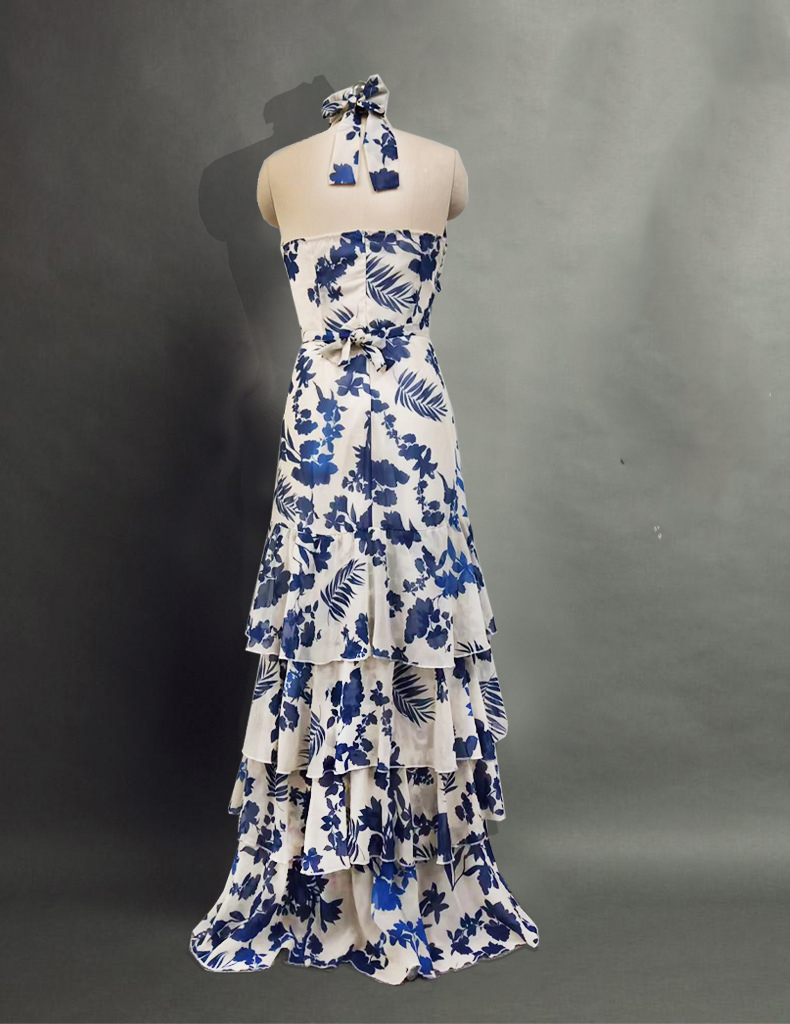 Women's Sheath Dress Elegant Halter Neck Printing Sleeveless Geometric Maxi Long Dress Daily display picture 10
