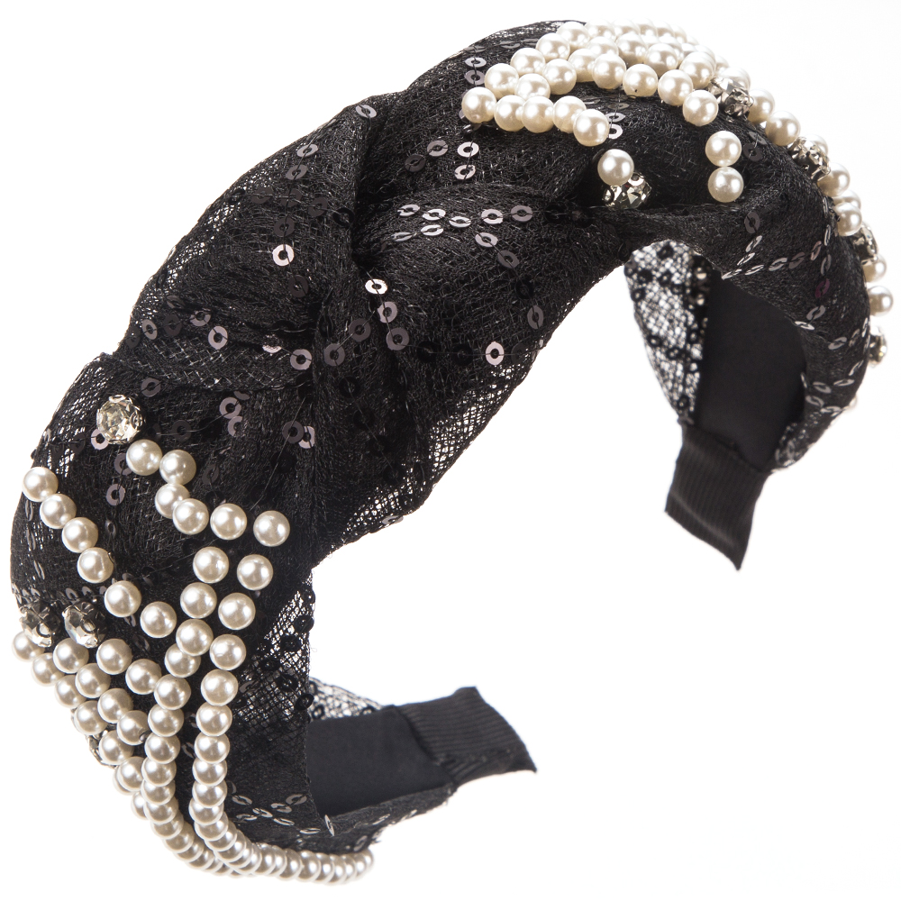 Women's Casual Vacation Classic Style Round Imitation Pearl Alloy Gauze Plating Inlay Sequins Rhinestones Pearl Hair Band display picture 7