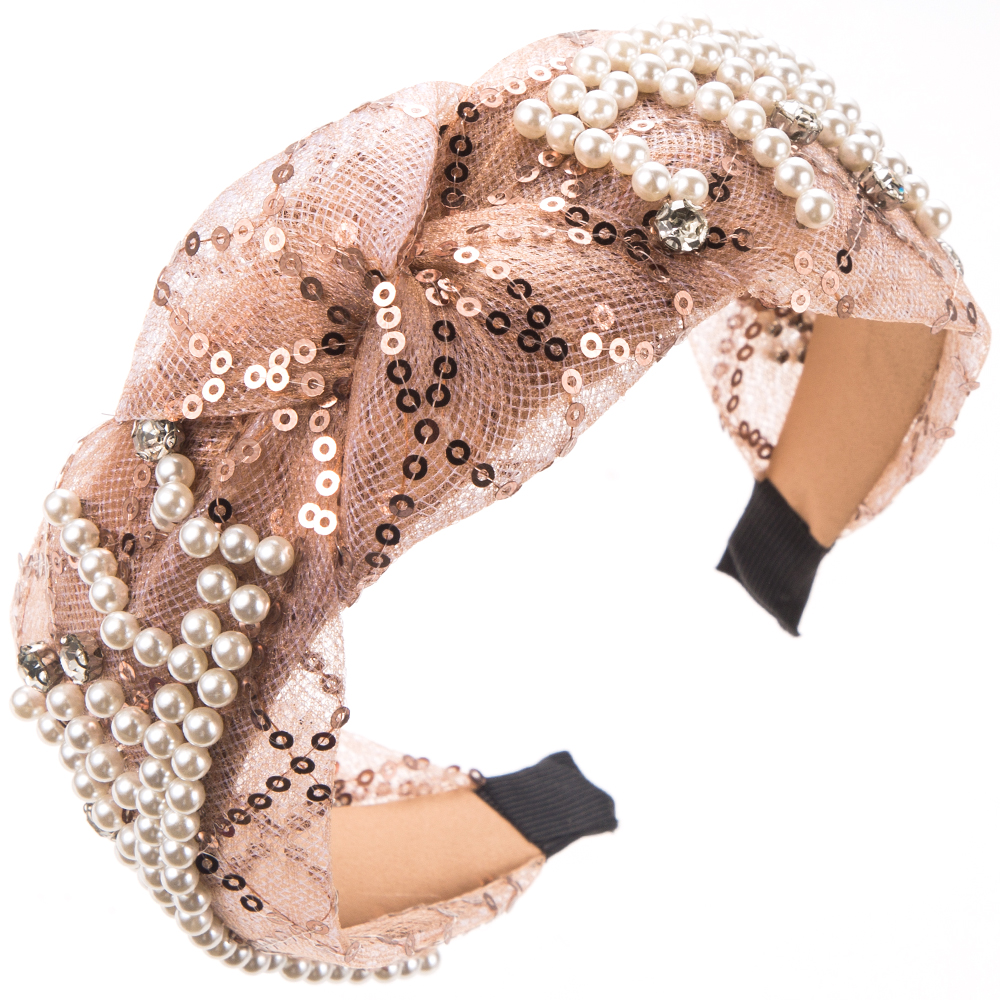 Women's Casual Vacation Classic Style Round Imitation Pearl Alloy Gauze Plating Inlay Sequins Rhinestones Pearl Hair Band display picture 5