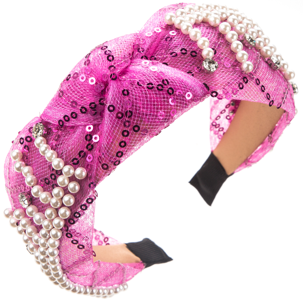 Women's Casual Vacation Classic Style Round Imitation Pearl Alloy Gauze Plating Inlay Sequins Rhinestones Pearl Hair Band display picture 8